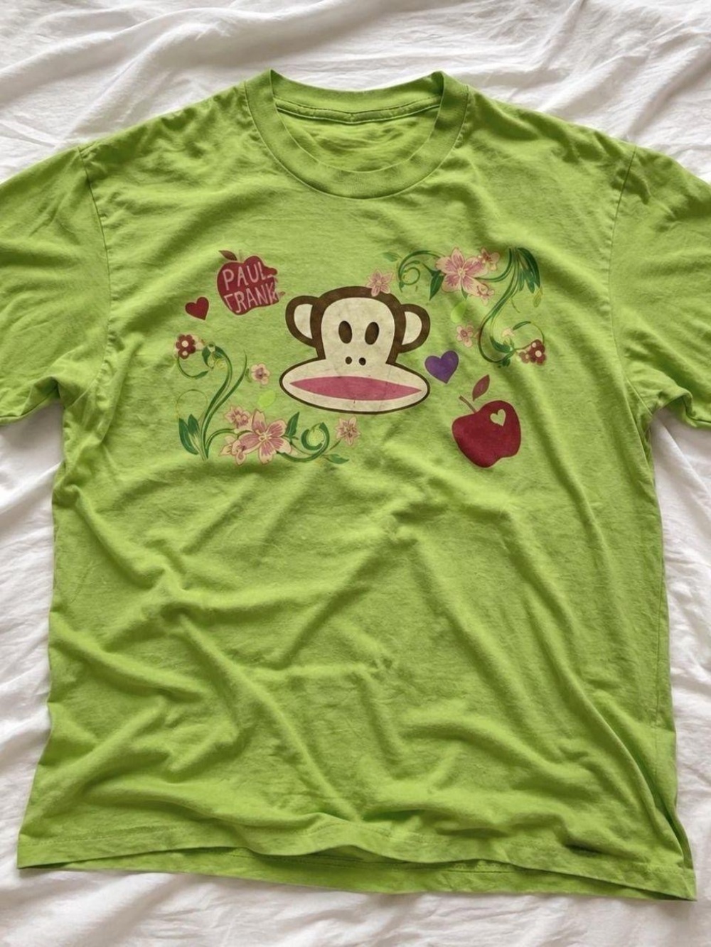 Gildan Lime Green Paul Frank Graphic Tee with Pink and Red Accents